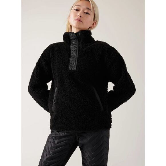 Athleta Cozy Sherpa Snap Sweatshirt Size XS - Picture 1 of 12